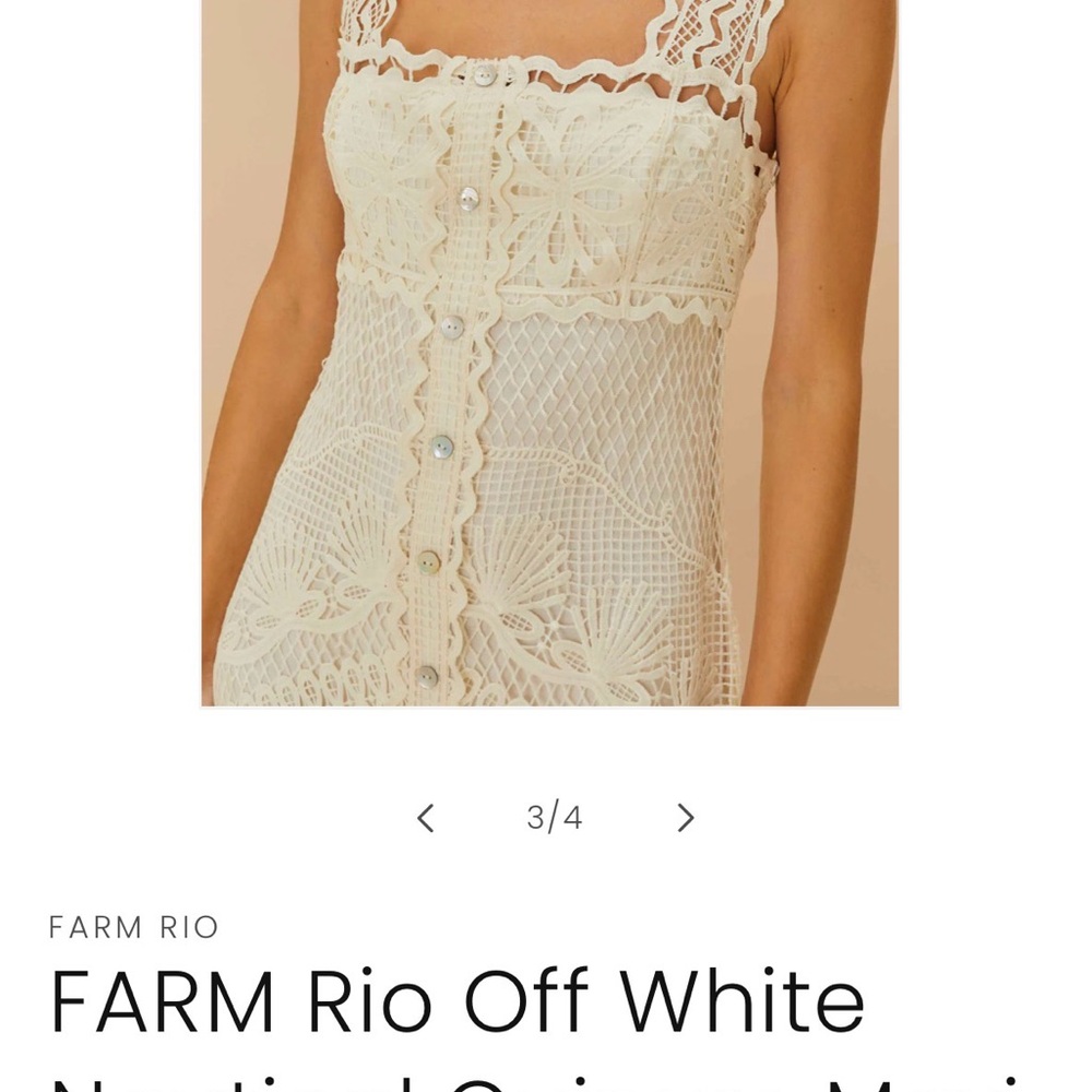 FARM Rio Cream Lace Button-Front Slip Dress